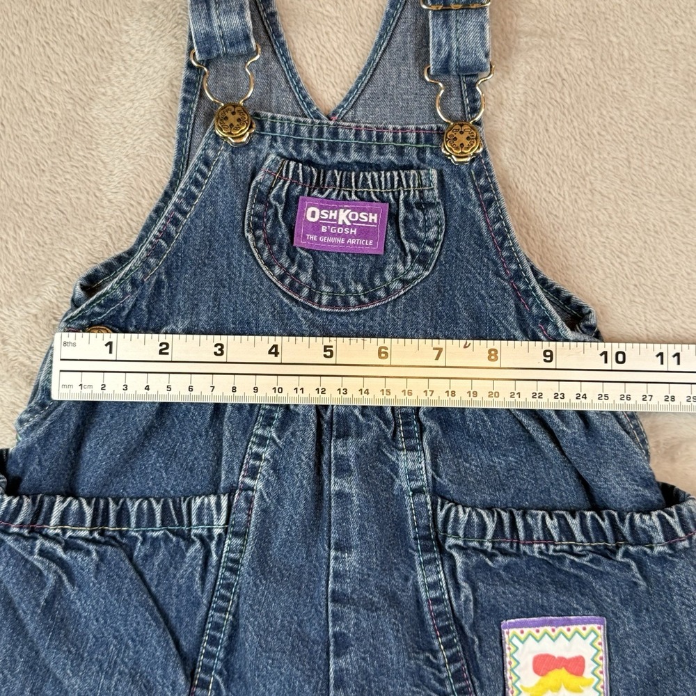 Vintage Oshkosh B'gosh Bubble Overalls Girls 3T Patchwork 80s USA Union Made - Picture 6 of 8